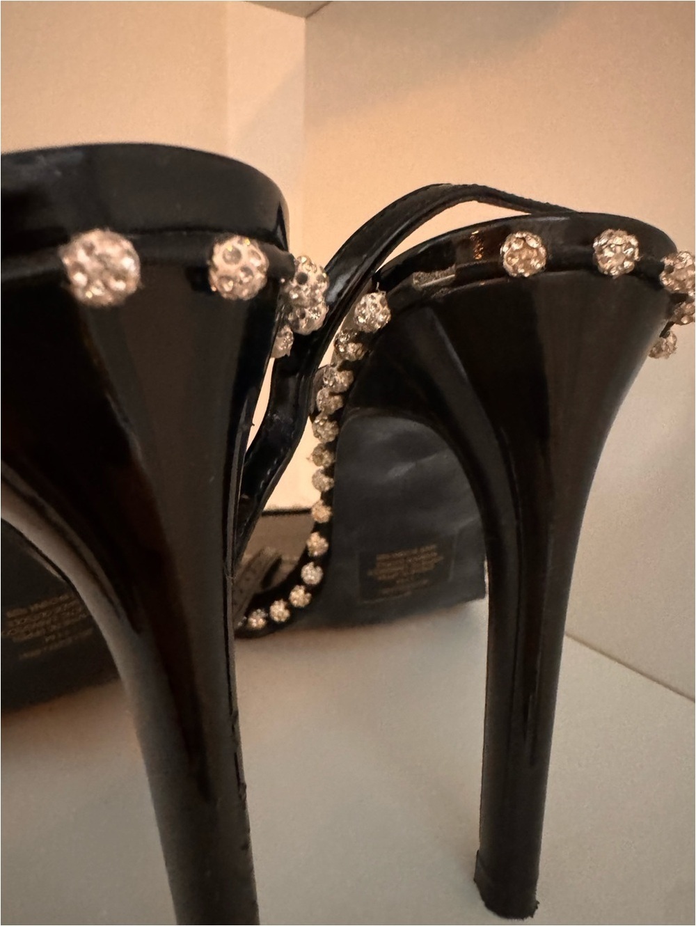 Steve Madden Black Patent Crystal-Embellished Slingback Heels - Picture 9 of 9